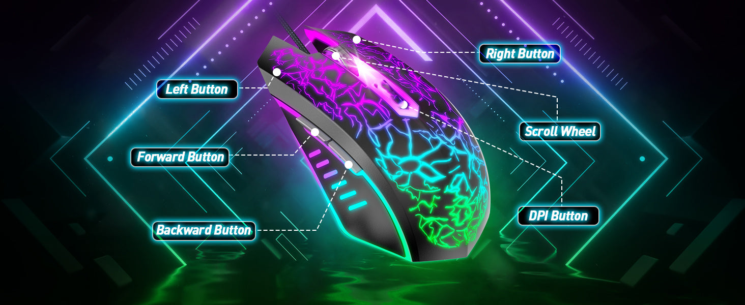 Gaming Mouse, Computer Mouse for Laptop PC with 7 Colors