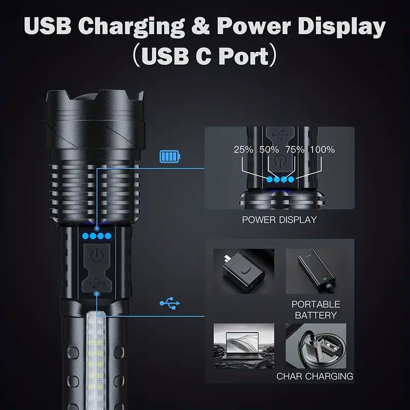 Powerful Flashlight Rechargeable Torch Light High Power LED Flashlight Tactical Lantern
