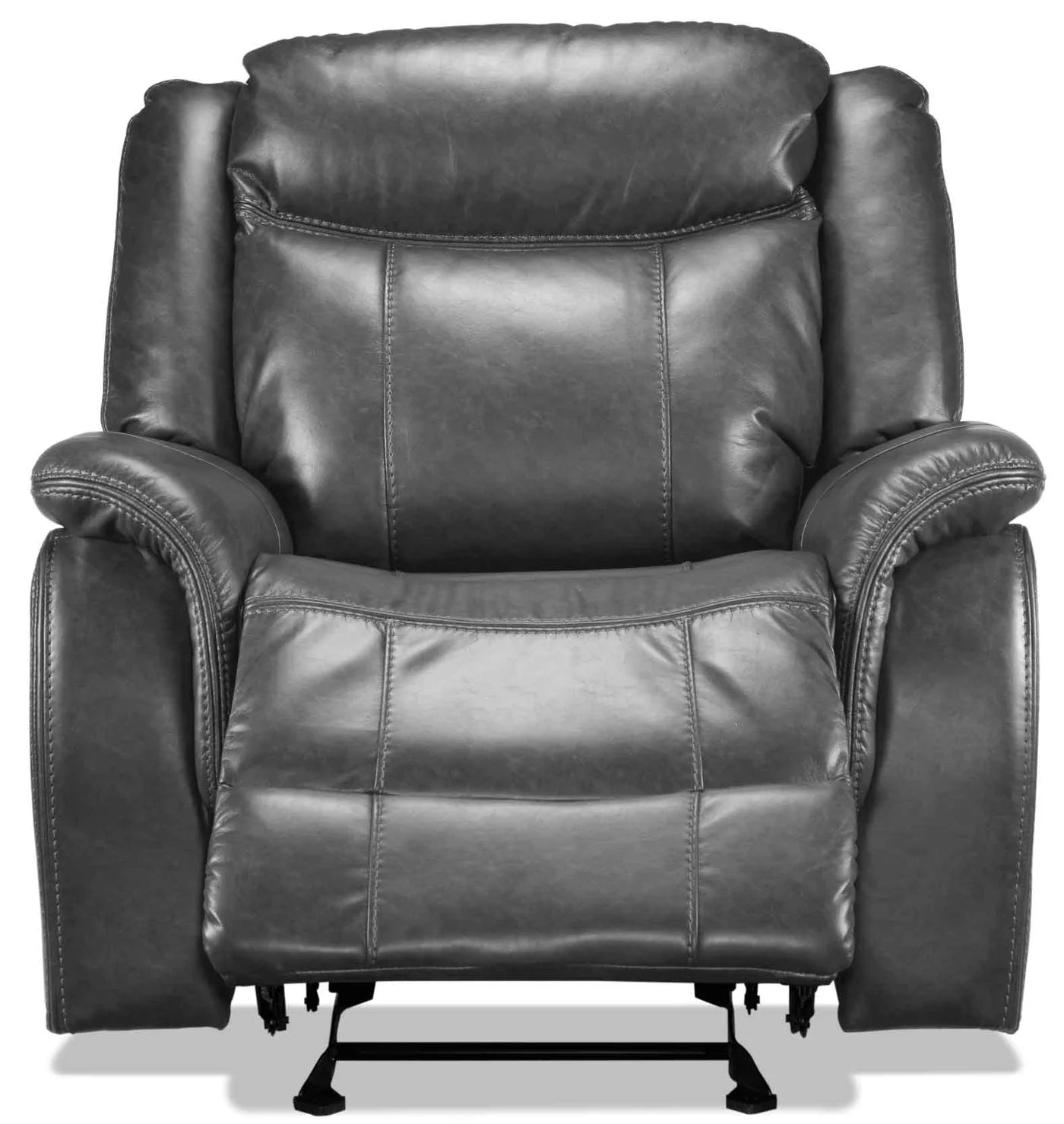 rest your arms on the soft leather-like upholstery and let your mind go blank, Glider Recliner - Grey