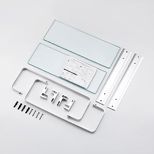Shelves Glass Shelf 15 Inch, Rectangular Tempered Glass Shelf Wall Mount, Polished, 2 Pack,