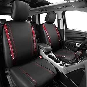 Fit most seats with built-in or adjustable headrests. Can be installed with the detachable headrest.  2 Front Interior Sets, Waterproof Universal Shining Glitter Crystal Sparkle Fit for 95% Automotive Truck SUV