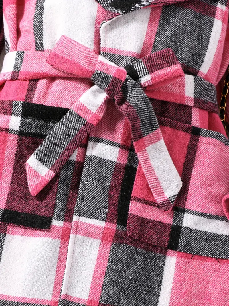 Jacket Toddler Coat Girl's Long Sleeve Plaid Hooded Coat Winter Thickened Warm Tops Baby Girl Bubble