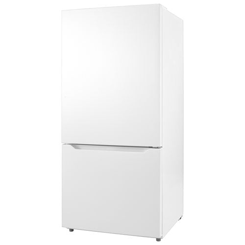 It has two glass shelves and adjustable door bins to accommodate your fruits, vegetables, beverages, and more. This fridge has a 6.6 cu. ft.  18.6 Cu. Ft. Bottom Freezer Refrigerator