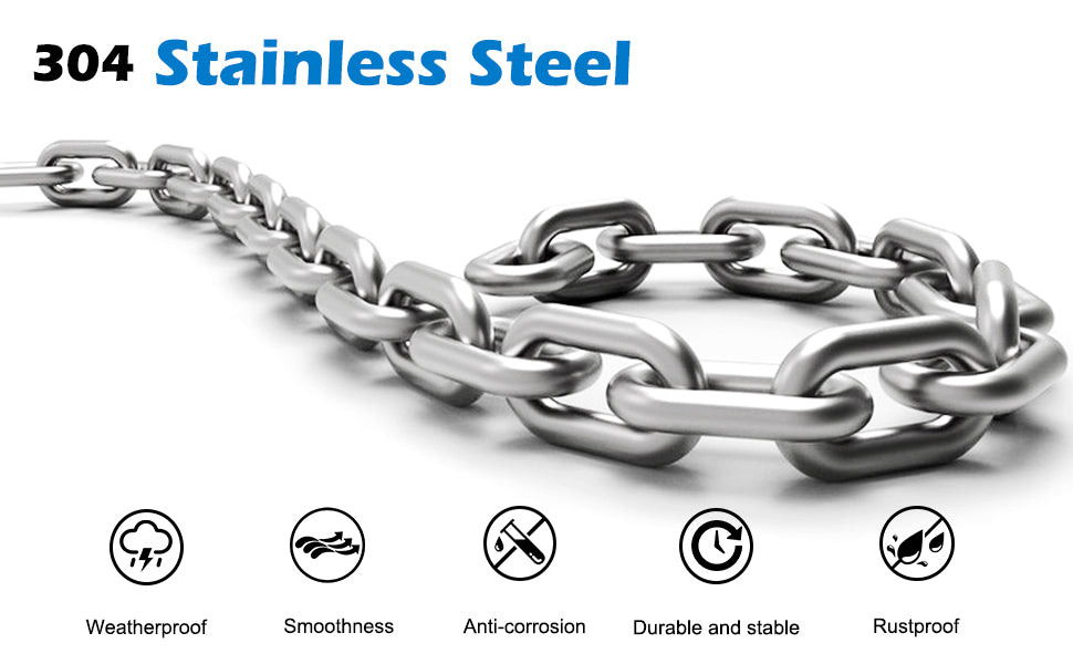 well-made with a stable and firm structure. It exhibits high strength, rigidity, and good heat/cold resistance. Durable and wear resistance for long-term use. Steel Chain Link, 1/8In × 32.8Ft Small Strong Chain Link Chain