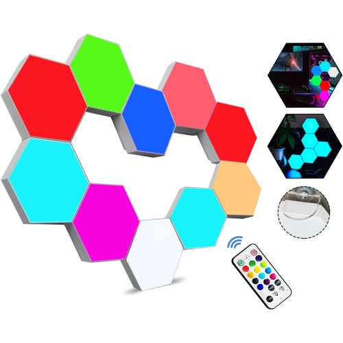 Lights with Remote Control, Smart LED Wall Light Panels Touch-Sensitive RGB Gaming Night Lights Mood Lightning DIY Geometry Splicing