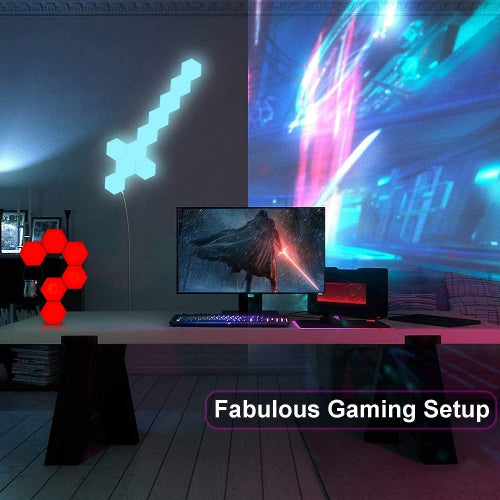 Lights with Remote Control, Smart LED Wall Light Panels Touch-Sensitive RGB Gaming Night Lights Mood Lightning DIY Geometry Splicing