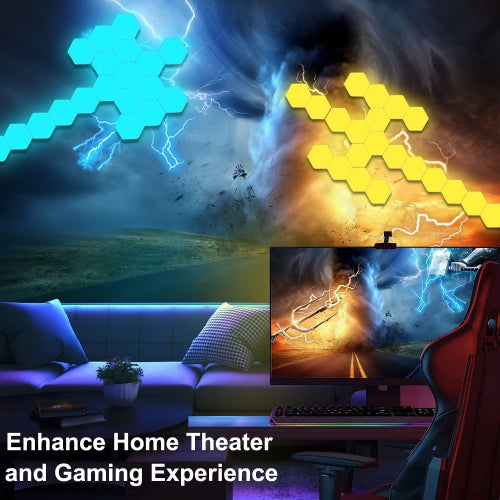 Lights with Remote Control, Smart LED Wall Light Panels Touch-Sensitive RGB Gaming Night Lights Mood Lightning DIY Geometry Splicing