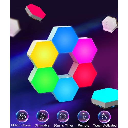 Lights with Remote Control, Smart LED Wall Light Panels Touch-Sensitive RGB Gaming Night Lights Mood Lightning DIY Geometry Splicing