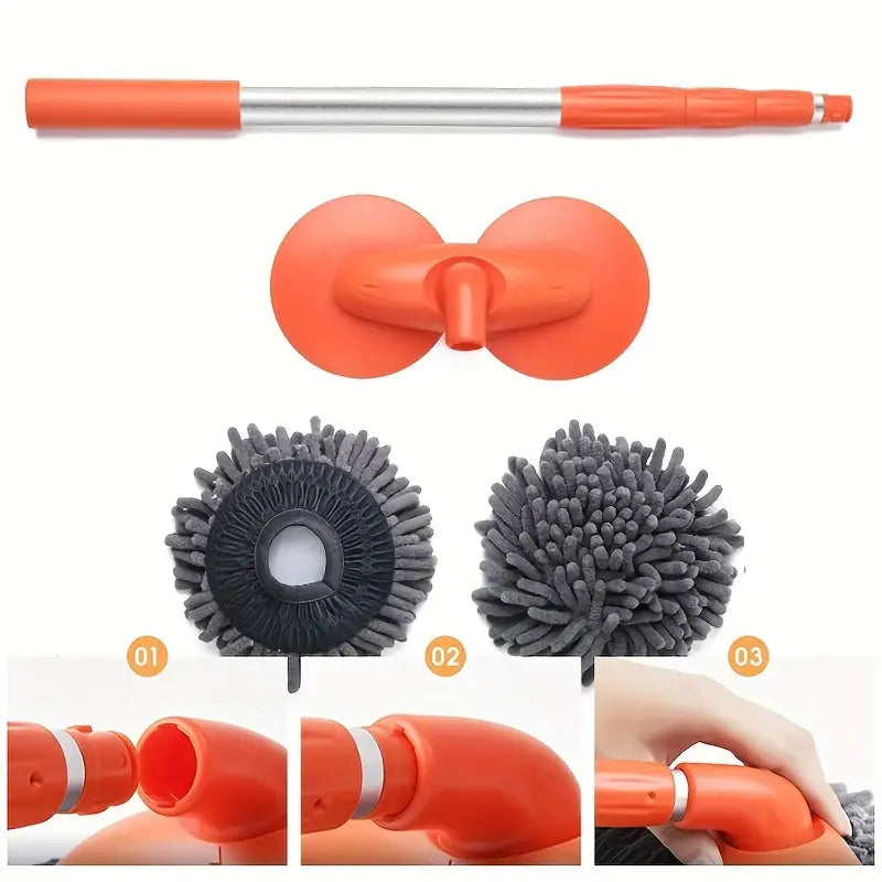 Car Cleaning Supplies Kit, Duster Washing Car Tools, Double Brush Head Mop