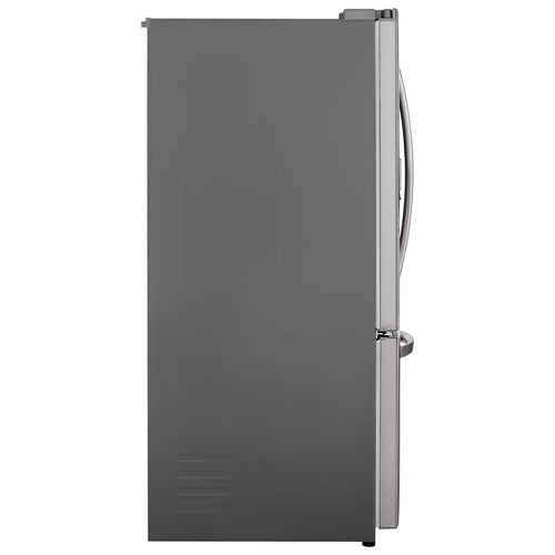 include a water and ice dispenser and a fingerprint-resistant finish,  Ft. French Door Refrigerator w/ Water & Ice Dispenser
