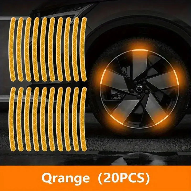 Tire Anti-collision Adhesive Strips, Creative Motorcycle Bike Stickers-Car Wheel Hub Reflective Stickers,-10/20pcs