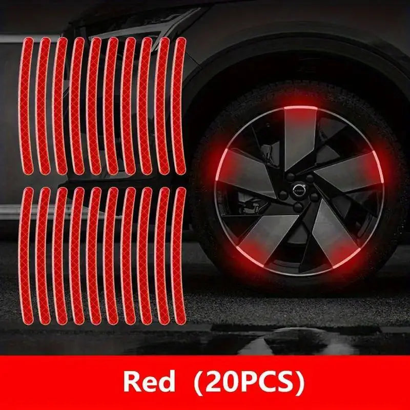 Tire Anti-collision Adhesive Strips, Creative Motorcycle Bike Stickers-Car Wheel Hub Reflective Stickers,-10/20pcs