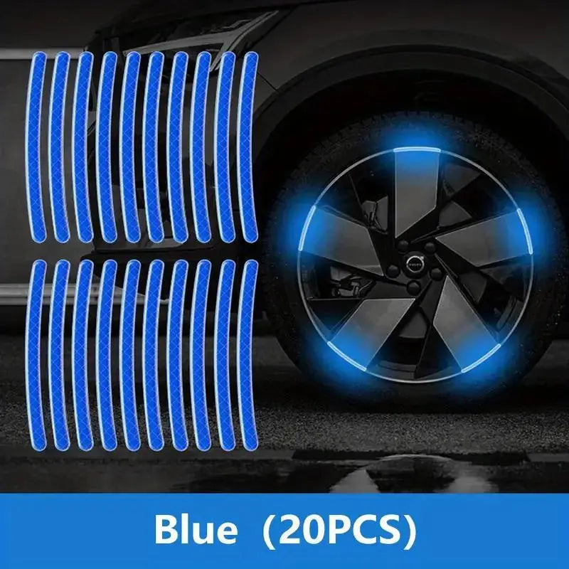 Tire Anti-collision Adhesive Strips, Creative Motorcycle Bike Stickers-Car Wheel Hub Reflective Stickers,-10/20pcs
