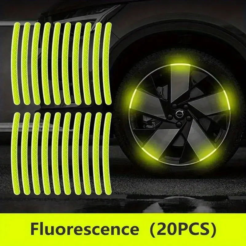 Tire Anti-collision Adhesive Strips, Creative Motorcycle Bike Stickers-Car Wheel Hub Reflective Stickers,-10/20pcs