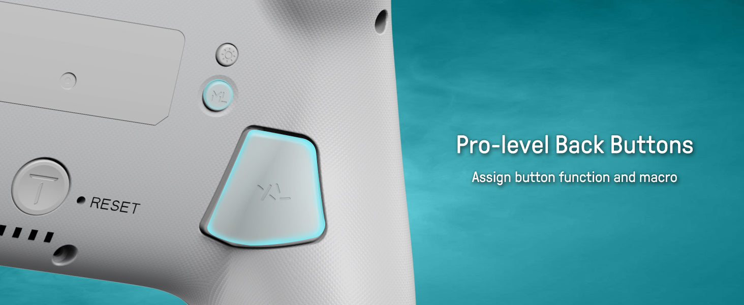 Each time you press the Light button, Firefly Bluetooth Remote Gamepad with 7 LED Colors/Paddle/Turbo/Motion Control - White