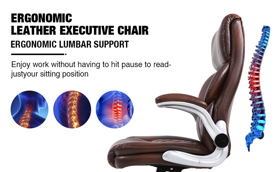 Big and Tall Office Chair Wide Spring Seat Executive Office Chair Back Support Home Office Desk Chair for Heavy People Computer PU Leather Chair with Heavy Duty Casters 360 Swivel Chair
