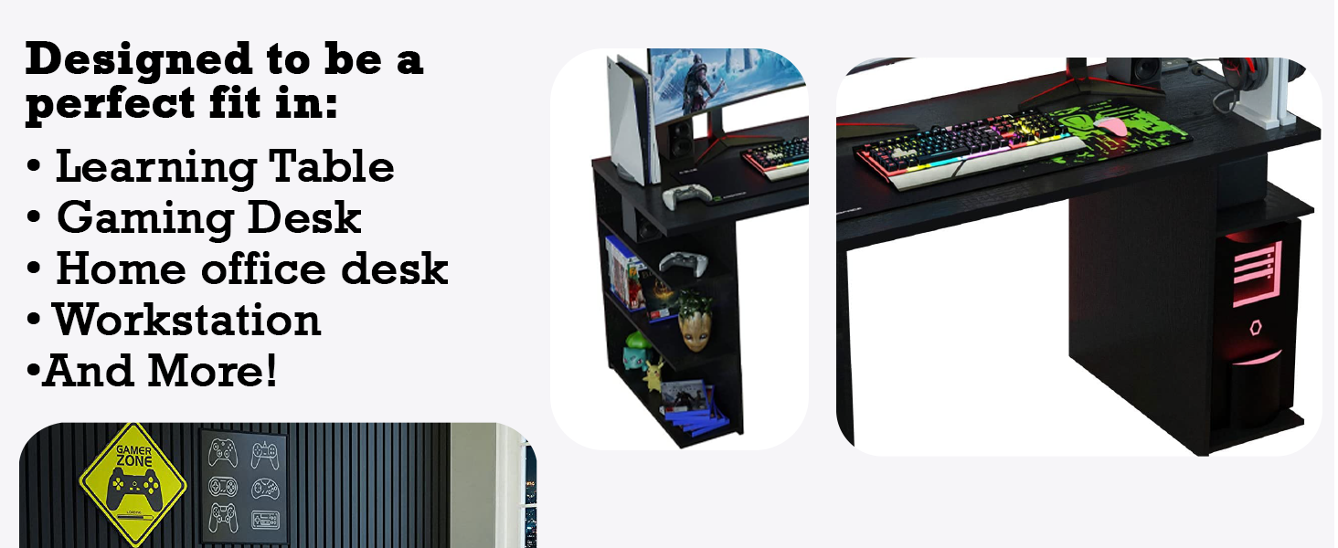 Gamer Desk for Large Monitor Stand, with 53inch Shelves