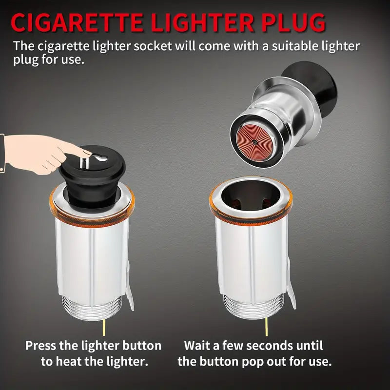 Plug Car Cigarette Lighter Replacement Eject Button Auxiliary For Automotive Golf Cart