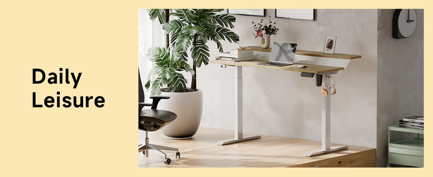 48 Inch Sit Stand Up Desk 2 Tiers with USB Charging Ports,Height Adjustable Electric Standing Desk