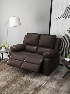 The love seat recliner sofa covered with PU leather is easy to clean for TV snack spills, PU Leather Manual Recliner Chair with Pullback Control Footrest for Living Room