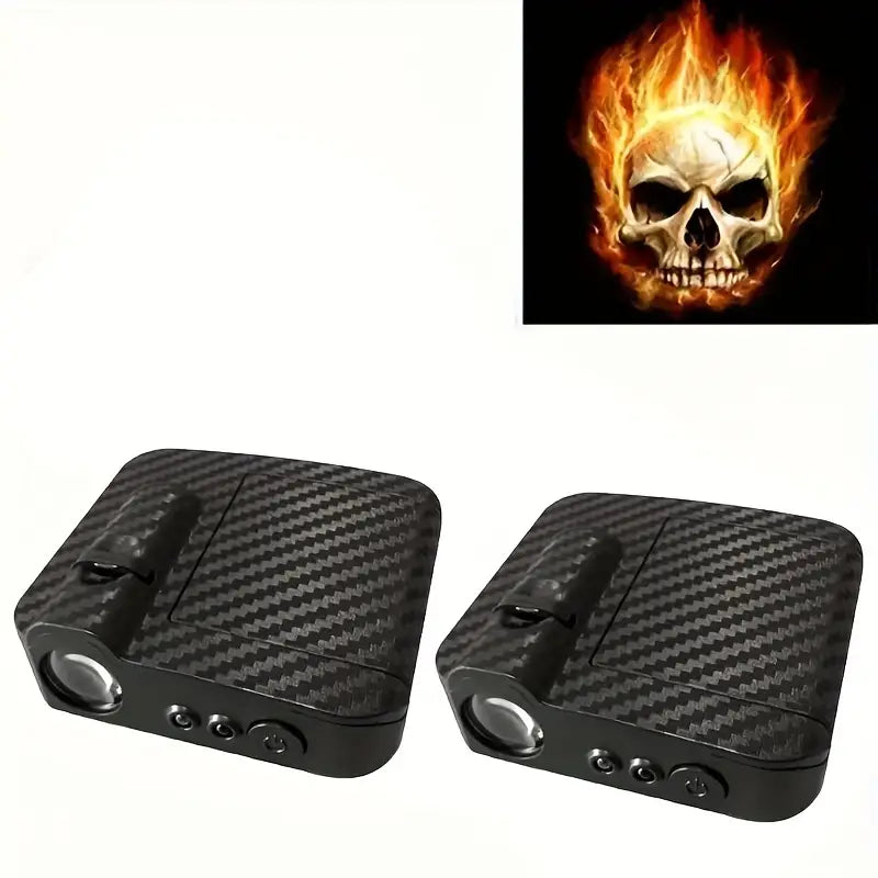 Projector Lamp, 3D Blue Light Fire, Wireless Car Door Welcome LED Light Lamp