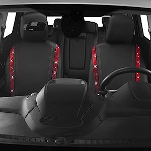 Fit most seats with built-in or adjustable headrests. Can be installed with the detachable headrest.  2 Front Interior Sets, Waterproof Universal Shining Glitter Crystal Sparkle Fit for 95% Automotive Truck SUV