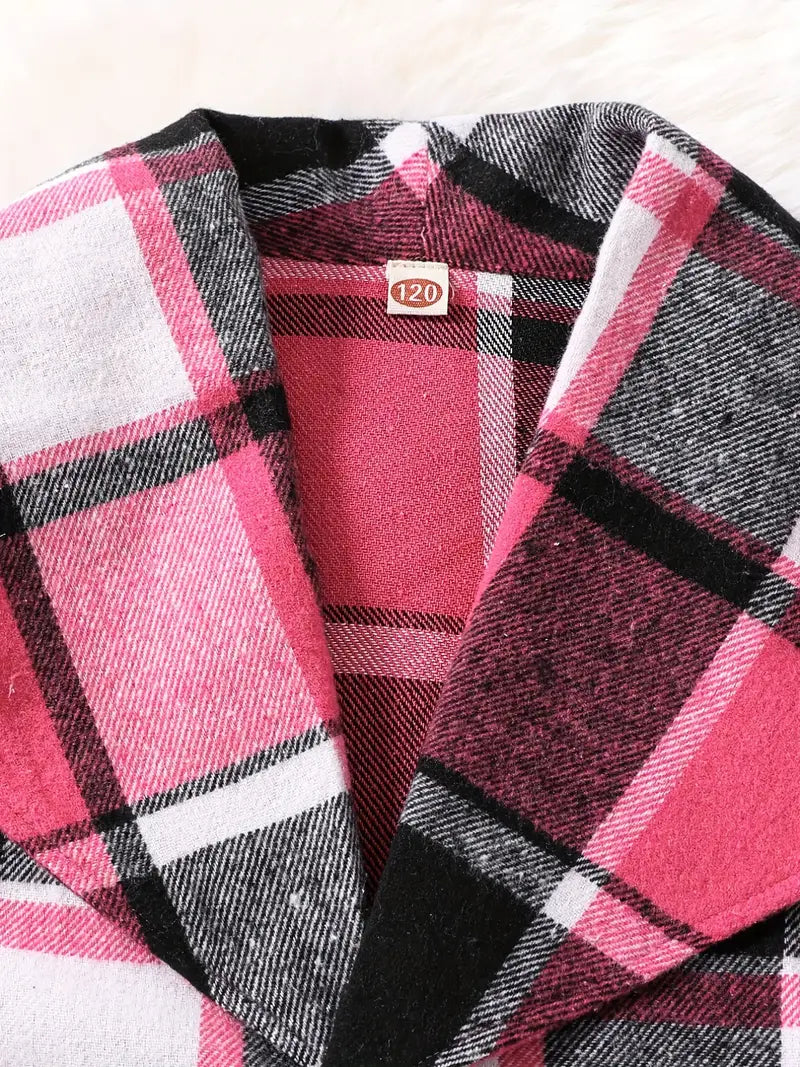 Jacket Toddler Coat Girl's Long Sleeve Plaid Hooded Coat Winter Thickened Warm Tops Baby Girl Bubble