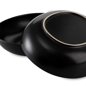 Pasta Bowls 30oz, Large Salad Serving Bowls, Porcelain Soup Bowls, Grey Pasta Plates Set of 6, Wide and Flat, Microwave Dishwasher Safe, Black