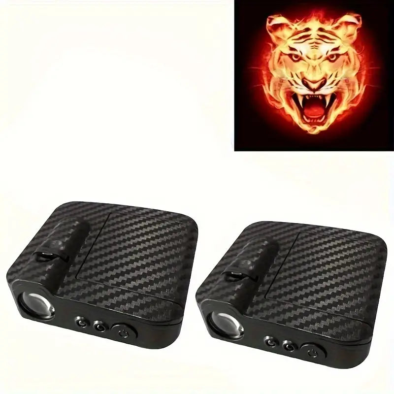 Projector Lamp, 3D Blue Light Fire, Wireless Car Door Welcome LED Light Lamp