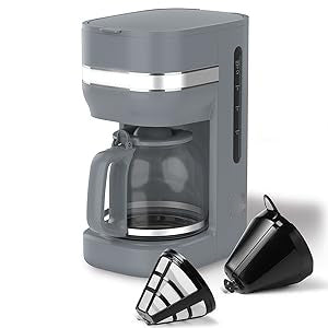 VINTAGE Coffee Maker, Easy to clean thanks to the removable funnel and the dishwasher-safe glass carafe and funnel, Brews up to 10 cups of fresh coffee in one go