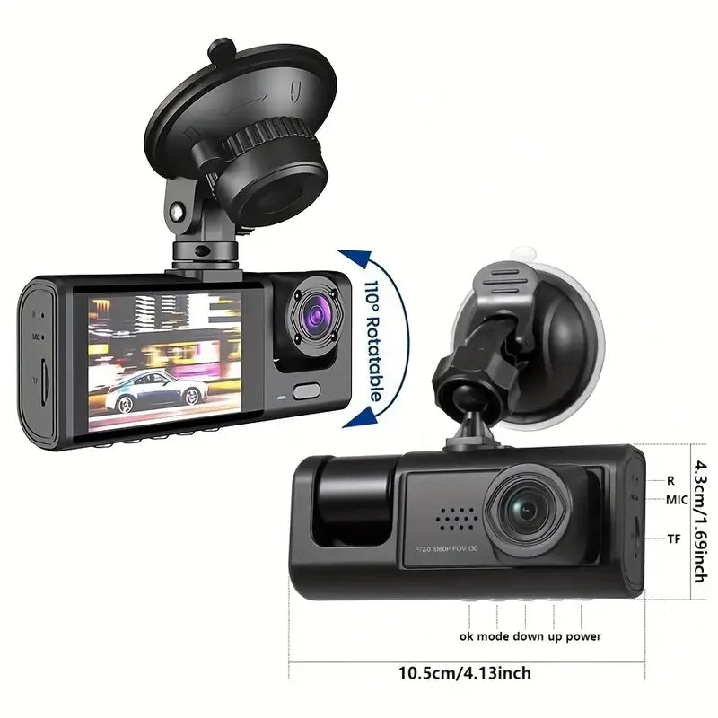 Cam HD 1080P Front And Rear Dual Lens Dashcam Parking Lot, Infrared Night Vision Image- Camera Lens Car
