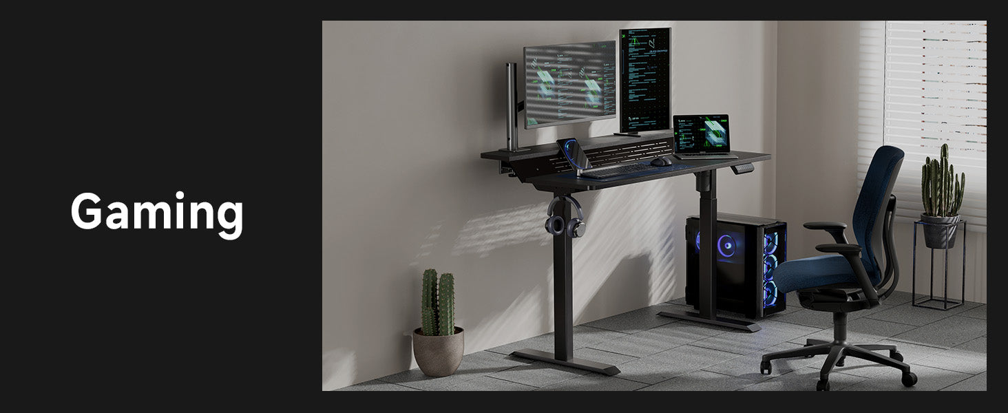 48 Inch Sit Stand Up Desk 2 Tiers with USB Charging Ports,Height Adjustable Electric Standing Desk