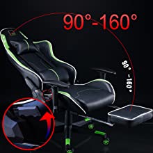 Gaming Chair Racing Style Recliner with Footrest - Pocket Spring Breathable Cushion High Back PC Computer Desk Office Chair - Lumbar Support Headrest