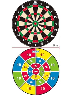 spin around to play an unique kid darts game with colorful graphic on the other side, Dart Board Set for Kids, Indoor Outdoor Game Dart Game with 12 Darts,
