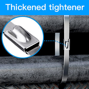 Metal Cable Ties-Suitable for Outdoor Chain, 100 Pcs 11.8 Inch,304 Stainless Steel Zip Ties