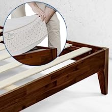 Bed Frame with Headboard Solid Wood Platform Bed, Artisan Signature High Headboard Wood Bed Non-Slip and Noise-Free Support All Mattresses