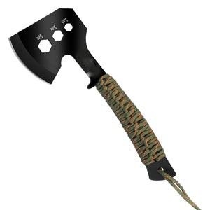 Sheath Provides Additional Protection & Convenience - Axe and two Knives have their own protective nylon Sheath, Fixed Blade Knife with Sheath, One-Piece Camping Hatchet and Hunting Knife with Rope Handle