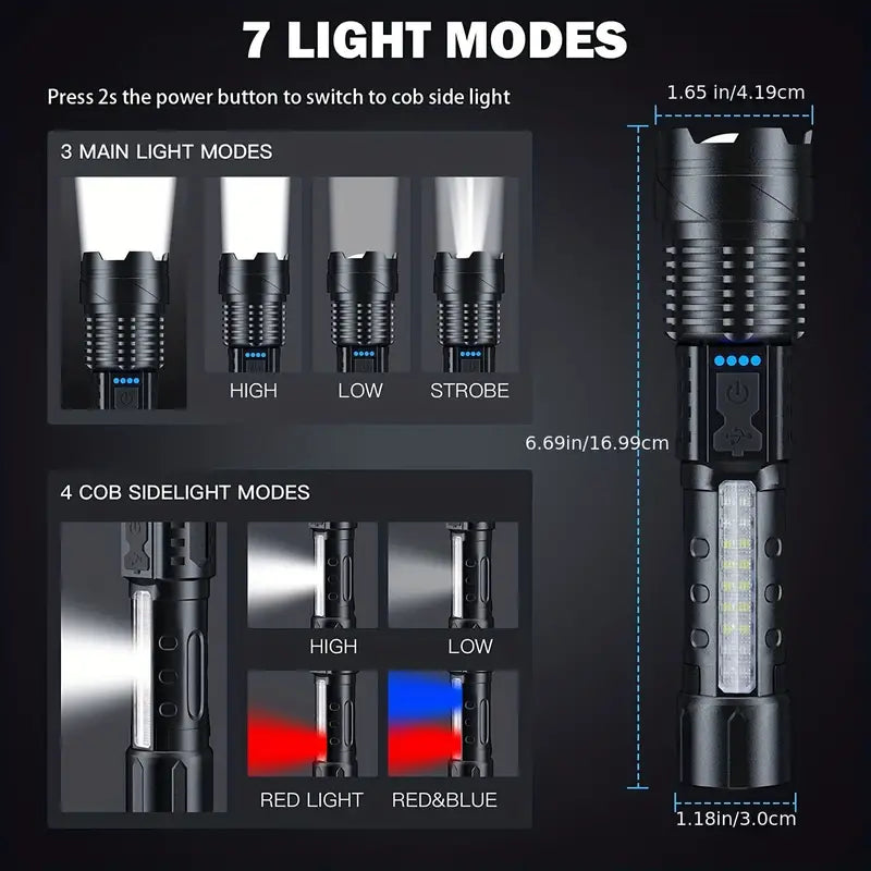 Powerful Flashlight Rechargeable Torch Light High Power LED Flashlight Tactical Lantern