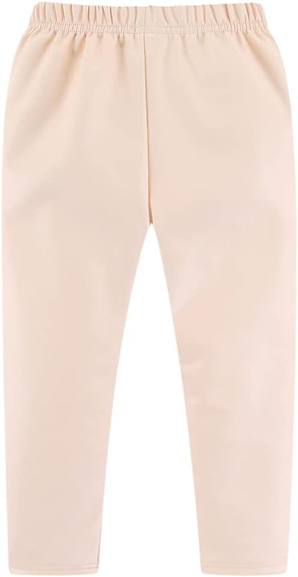 Comfortable Elastic Waistband: Featuring an elastic waist for easy on and off, providing a comfortable fit suitable for girls of various sizes, Girls Warm Pants Faux Leather Fleece Lined