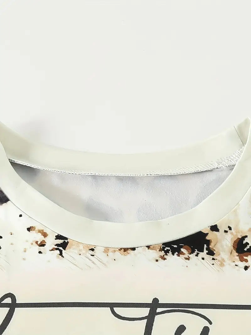 Crew Neck Top Kids Summer Clothes FOR GIRLS Animal Print Casual Tees Comfort Fit