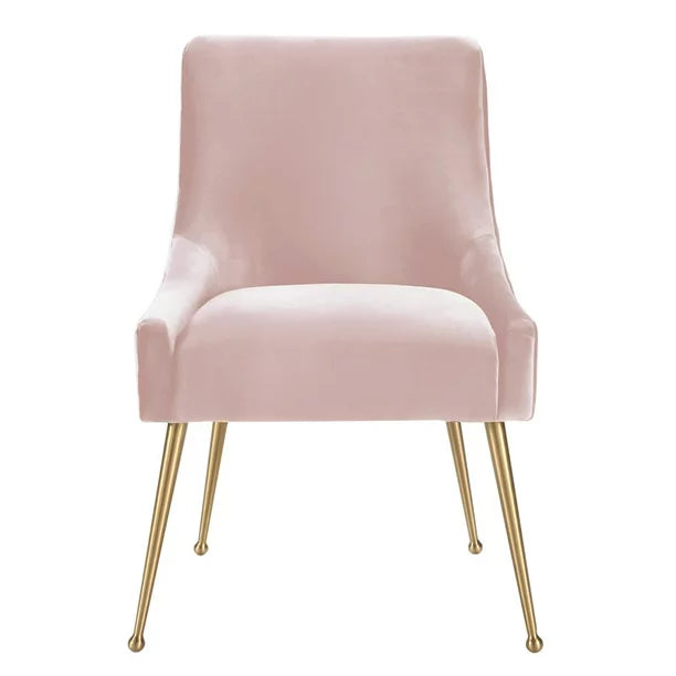 Transitional Velvet Side Chair in Blush Pink