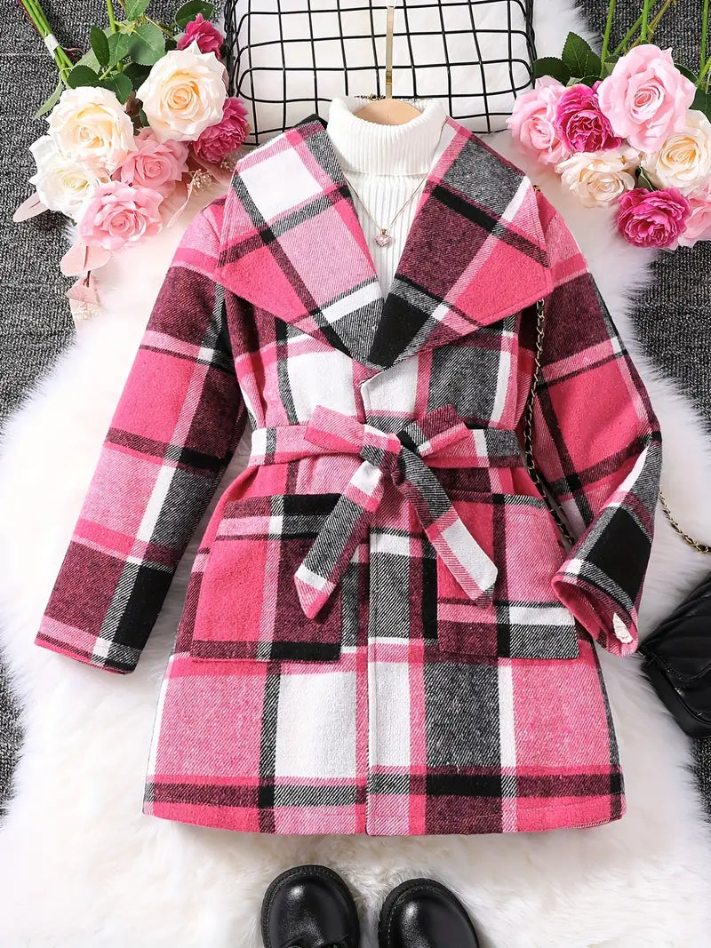 Jacket Toddler Coat Girl's Long Sleeve Plaid Hooded Coat Winter Thickened Warm Tops Baby Girl Bubble
