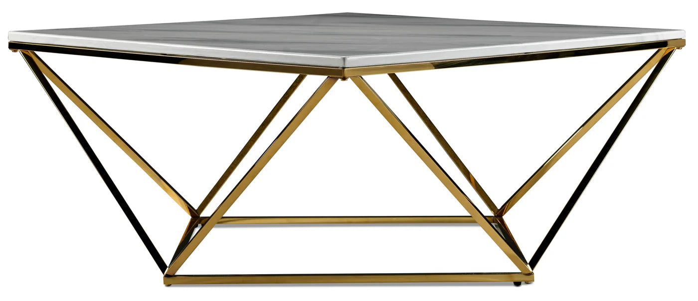 true modern piece that combines the clean look of marble with an exciting geometric base, Coffee Table