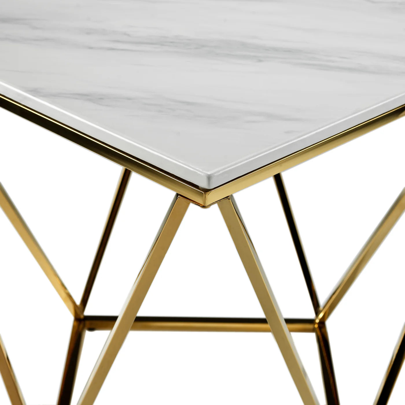 true modern piece that combines the clean look of marble with an exciting geometric base, Coffee Table
