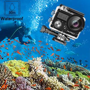 AKASO Brave 4 4K 20MP WiFi Action Camera Ultra HD with EIS 30m Underwater Waterproof Camera Remote Sports Camcorder with 2 Rechargeable 1050mAh Batteries and Helmet Accessories Kit