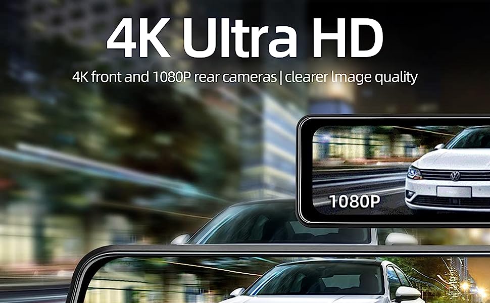 4K ultra HD front camera +1080P HD reverse camera, Parking Assist: When reversing, the rear-view camera automatically turns on. It has an extremely wide 140-degree field of view, eliminating most blind spots.