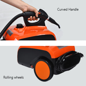 Steam Cleaner with 19 Accessories, Heavy Duty Household Steamer Chemical-Free Cleaning, 1.5L Dual-Tank Rolling Cleaning Machine for Carpet, Floor, Window and Car