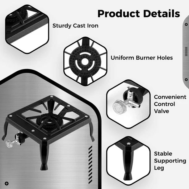 , Outdoor Camping Stove Burner, Small Square Propane Stove for Patio Barbecues, Garden Grilling, Hiking