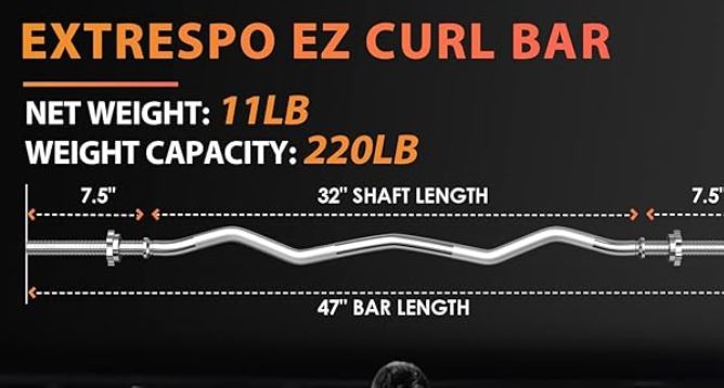 made of high quality heavy duty solid steel, our Olympic bar can hold up to 220 lbs.Thrusts/Squats/Lunges, 1-inch Weight Plates Curling Bar for Gym and Home, with 2 Star Collars
