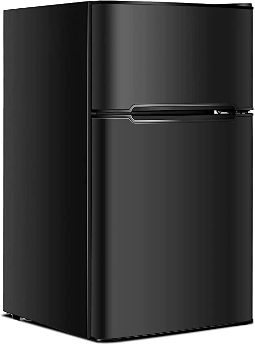 Mini Freezer Cooler Fridge w/2 Reversible Door, Removable Glass Shelves